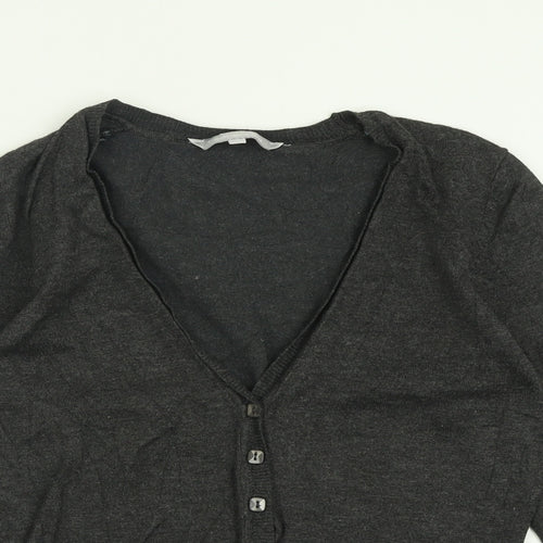 Red Herring Womens Grey V-Neck  Viscose Cardigan Jumper Size 10
