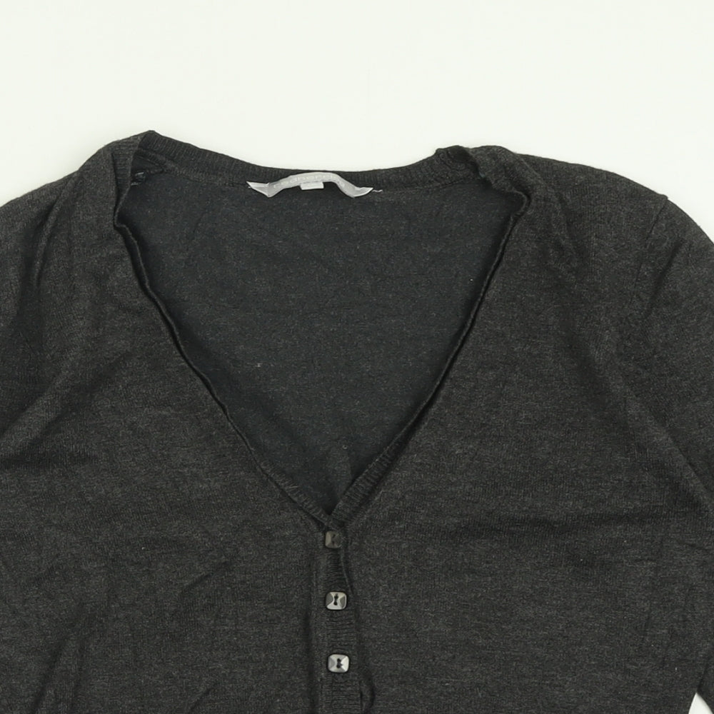 Red Herring Womens Grey V-Neck  Viscose Cardigan Jumper Size 10