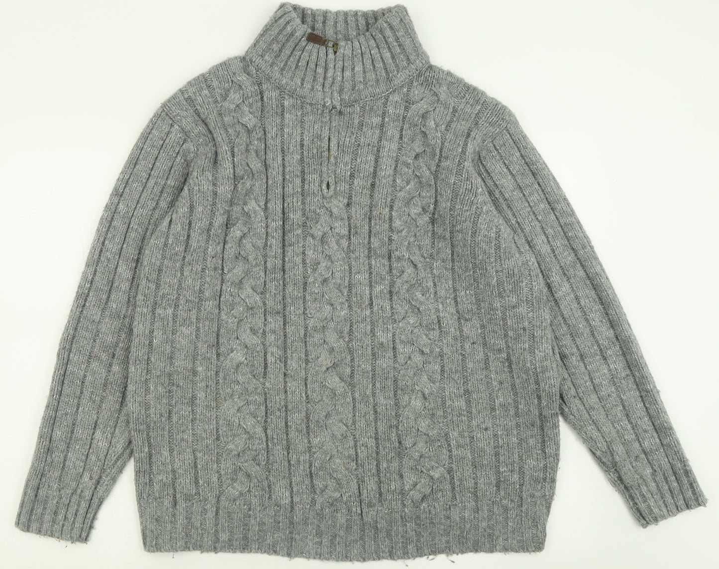 Marks and Spencer Mens Grey High Neck  Acrylic Pullover Jumper Size L