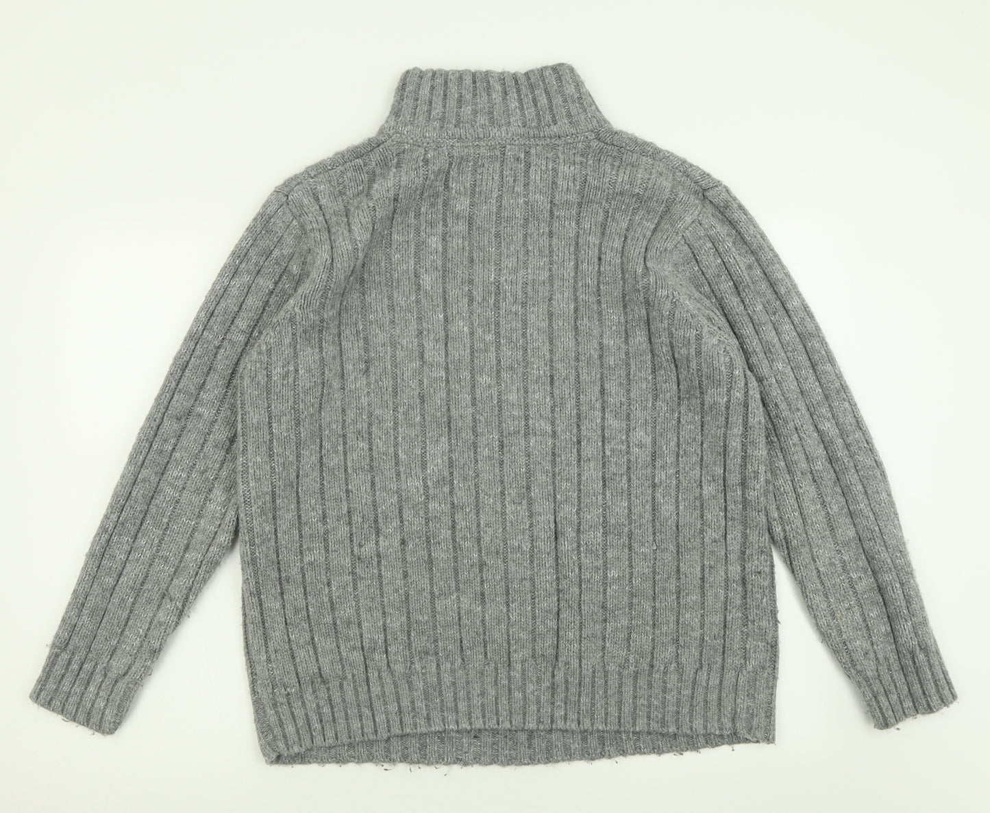 Marks and Spencer Mens Grey High Neck  Acrylic Pullover Jumper Size L