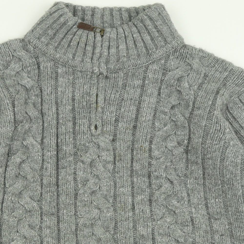 Marks and Spencer Mens Grey High Neck  Acrylic Pullover Jumper Size L