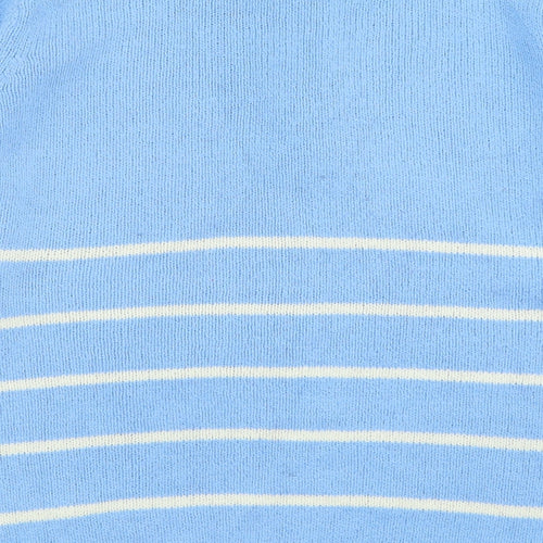Berkertex Womens Blue High Neck Striped Acrylic Pullover Jumper Size 14