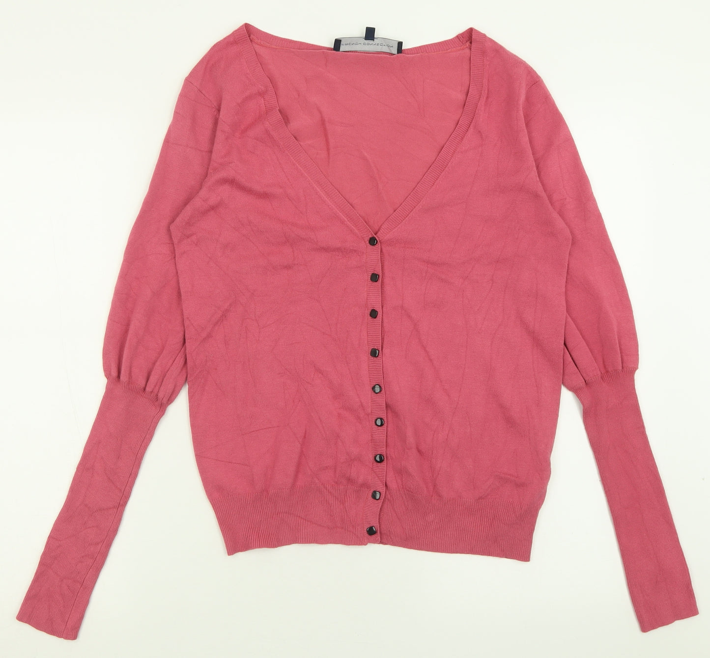 French Connection Womens Pink V-Neck  Viscose Cardigan Jumper Size M