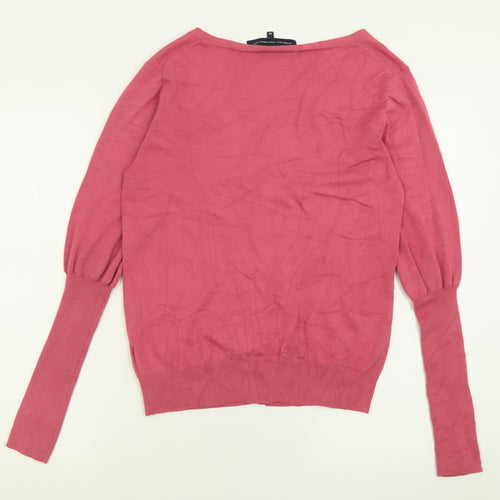 French Connection Womens Pink V-Neck  Viscose Cardigan Jumper Size M