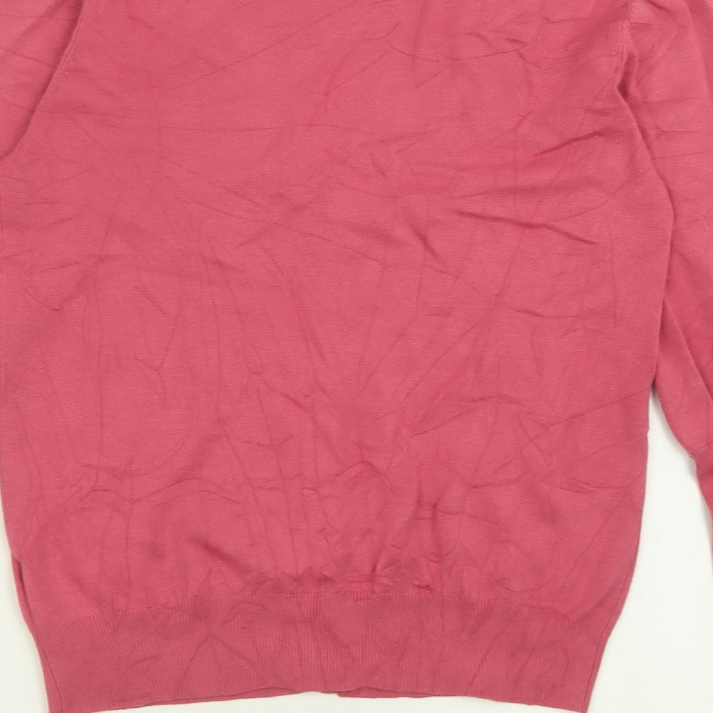 French Connection Womens Pink V-Neck  Viscose Cardigan Jumper Size M