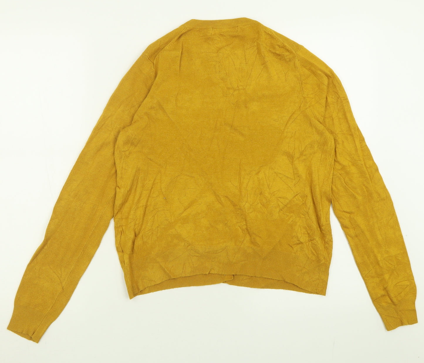 Marks and Spencer Womens Yellow Crew Neck  Viscose Cardigan Jumper Size 12