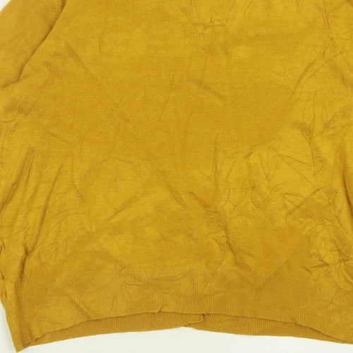 Marks and Spencer Womens Yellow Crew Neck  Viscose Cardigan Jumper Size 12