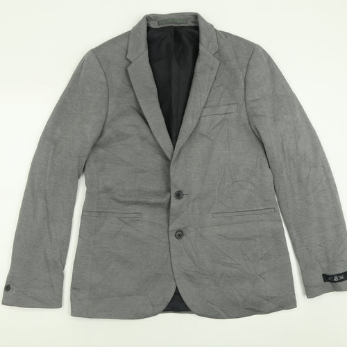 Burton Mens Grey  Viscose Jacket Suit Jacket Size 40