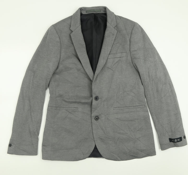 Burton Mens Grey  Viscose Jacket Suit Jacket Size 40