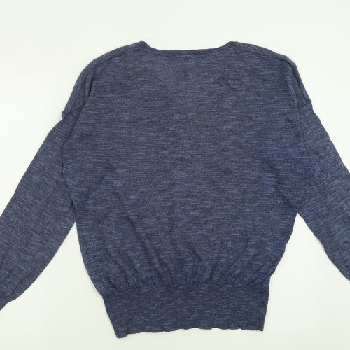 Woolworths Womens Blue V-Neck  Viscose Pullover Jumper Size S