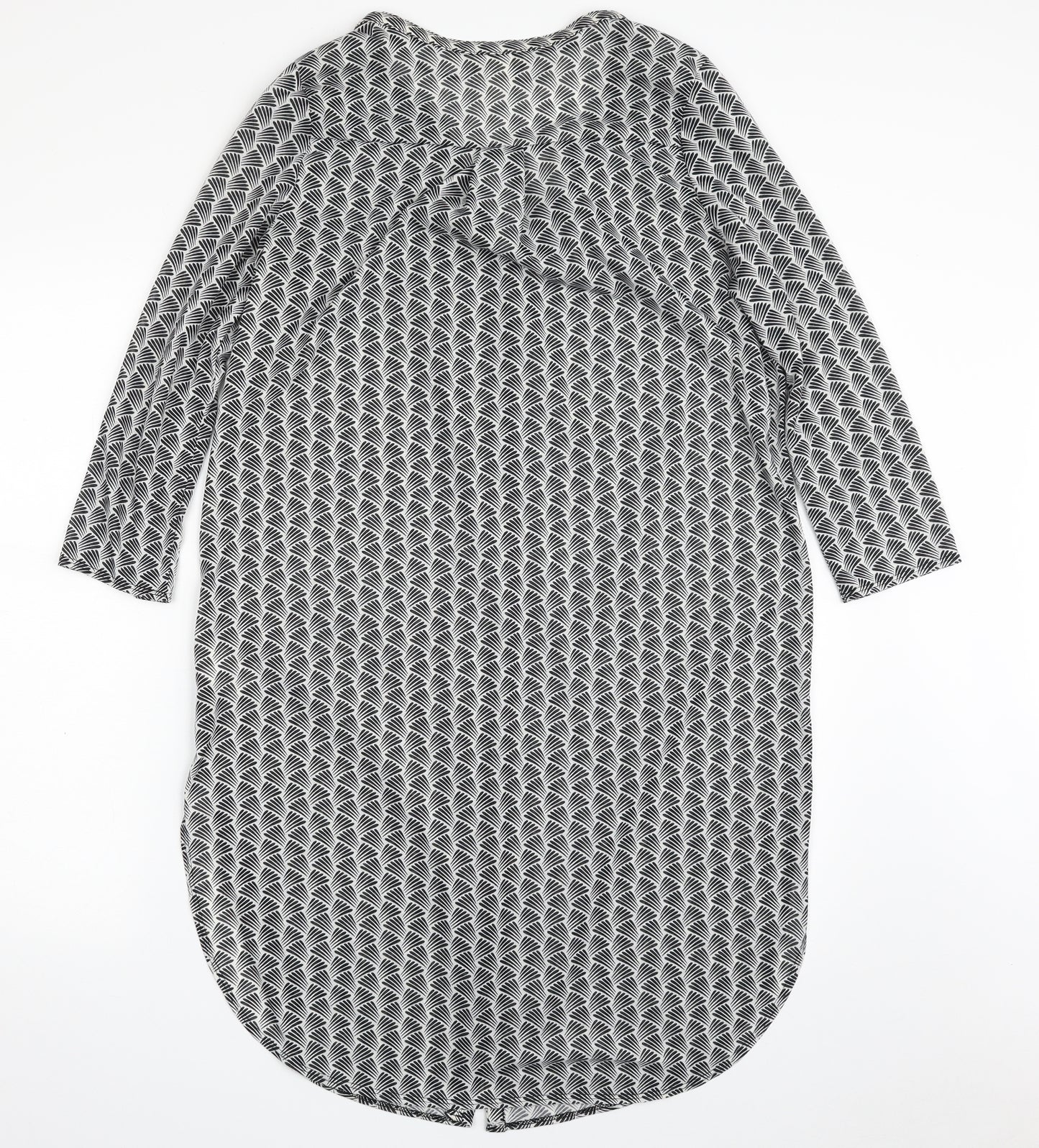 H&M Womens Black Geometric Polyester Shirt Dress  Size S  V-Neck Button
