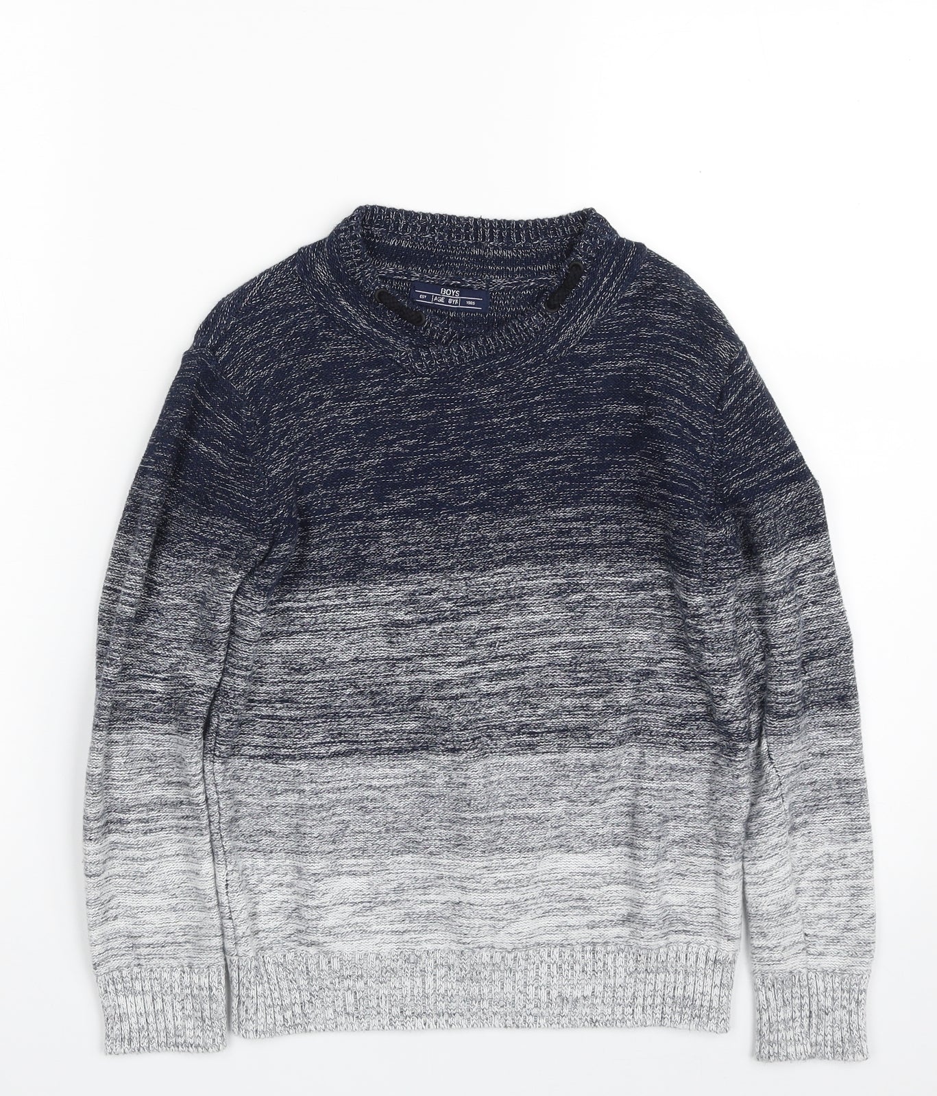 Matalan Boys Blue Crew Neck  100% Cotton Pullover Jumper Size 8 Years  Pullover