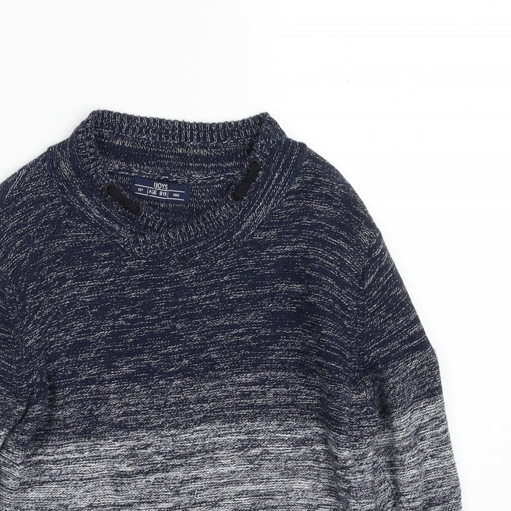 Matalan Boys Blue Crew Neck  100% Cotton Pullover Jumper Size 8 Years  Pullover