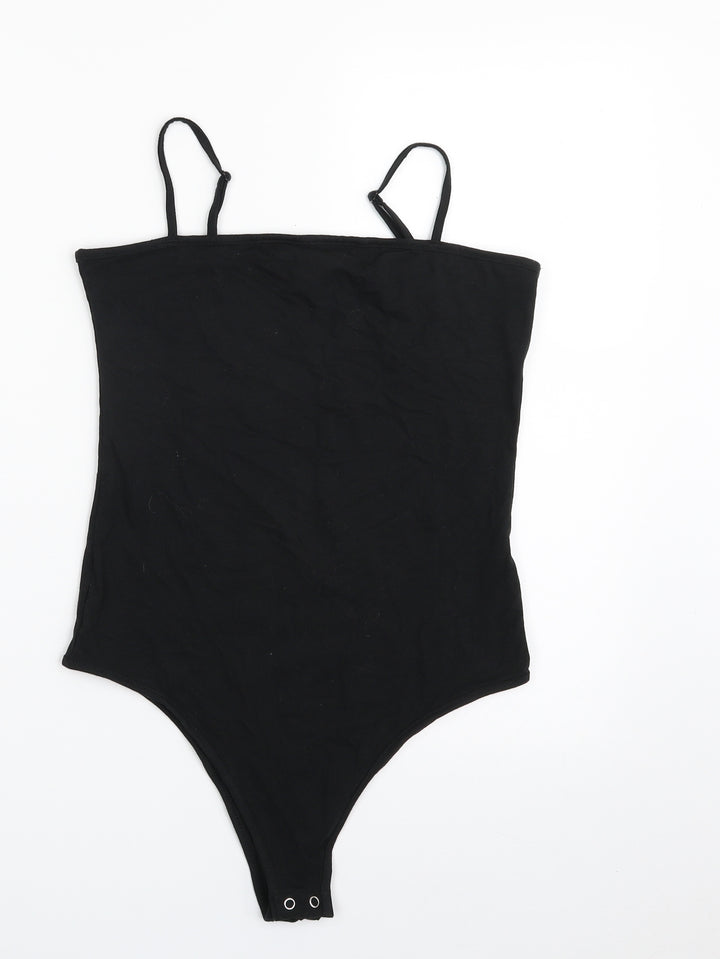 Primark Womens Black Cotton Bodysuit One-Piece Size 10 Snap - Item Length -25in