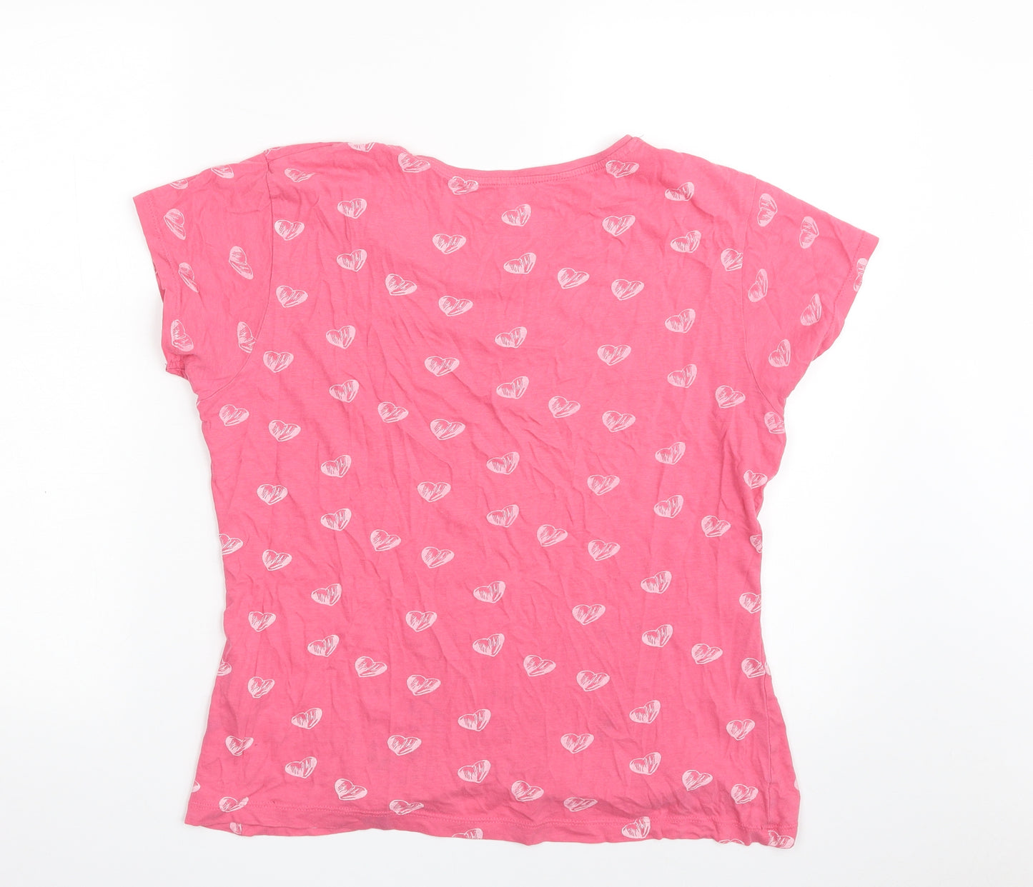 Atmosphere Womens Pink  100% Cotton Basic T-Shirt Size 14 Crew Neck - Love Heart