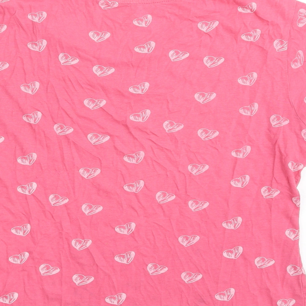 Atmosphere Womens Pink  100% Cotton Basic T-Shirt Size 14 Crew Neck - Love Heart
