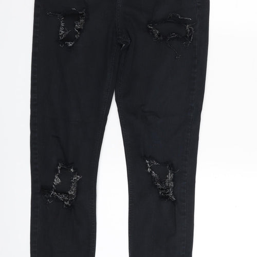 Topshop Womens Blue  Cotton Skinny Jeans Size 30 in L30 in Slim Zip