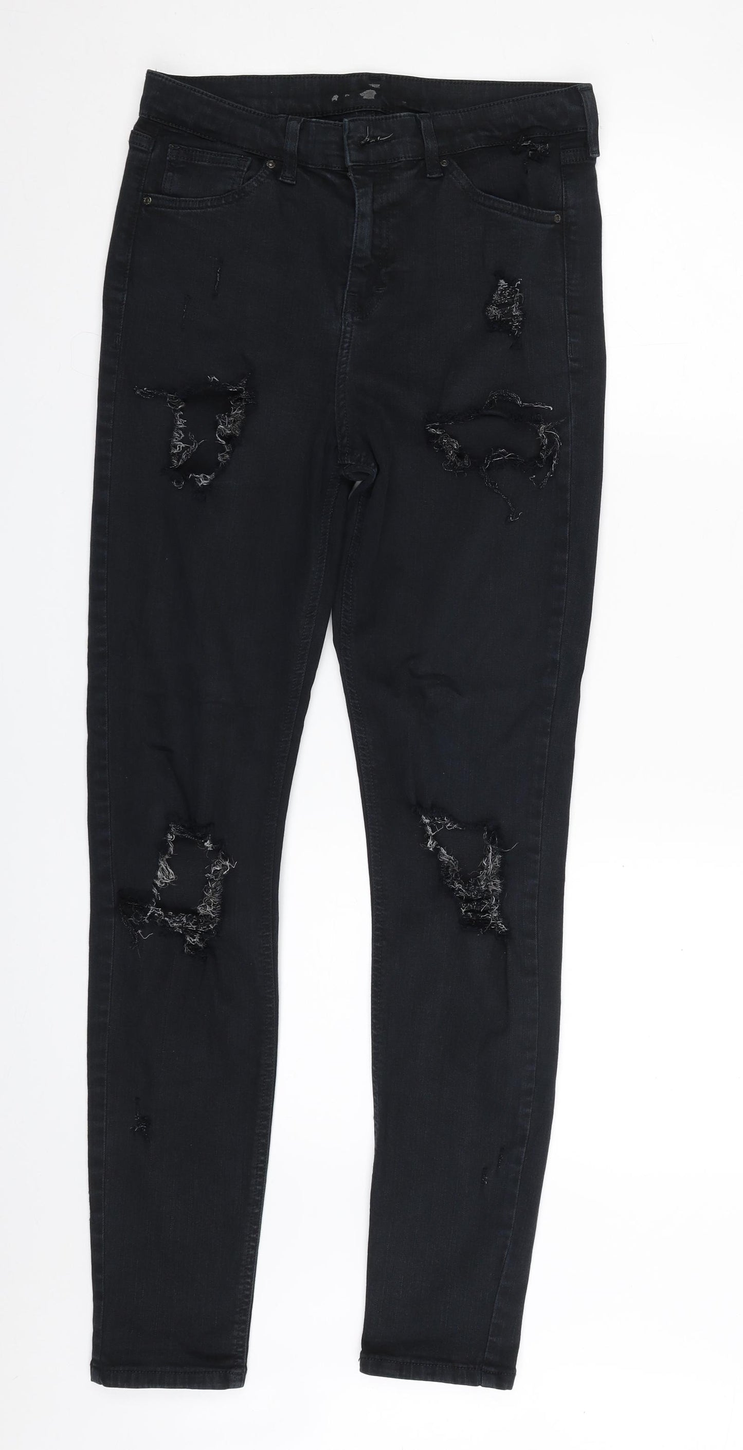 Topshop Womens Blue  Cotton Skinny Jeans Size 30 in L30 in Slim Zip