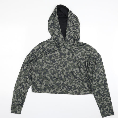 Atmosphere Womens Green Camouflage Polyester Pullover Hoodie Size 14  Pullover - Cropped