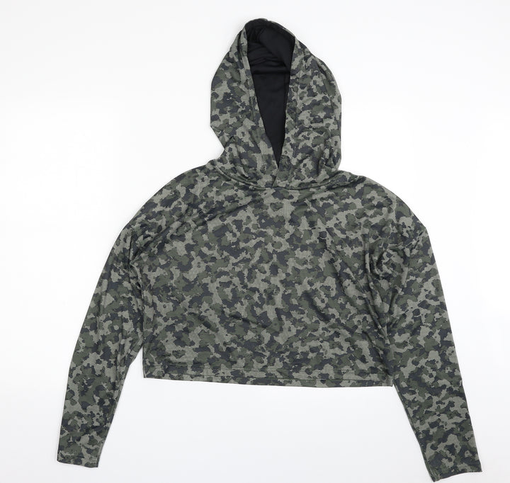 Atmosphere Womens Green Camouflage Polyester Pullover Hoodie Size 14 Pullover - Cropped