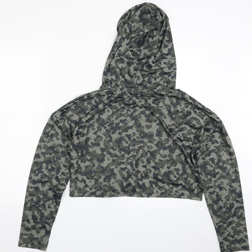 Atmosphere Womens Green Camouflage Polyester Pullover Hoodie Size 14  Pullover - Cropped