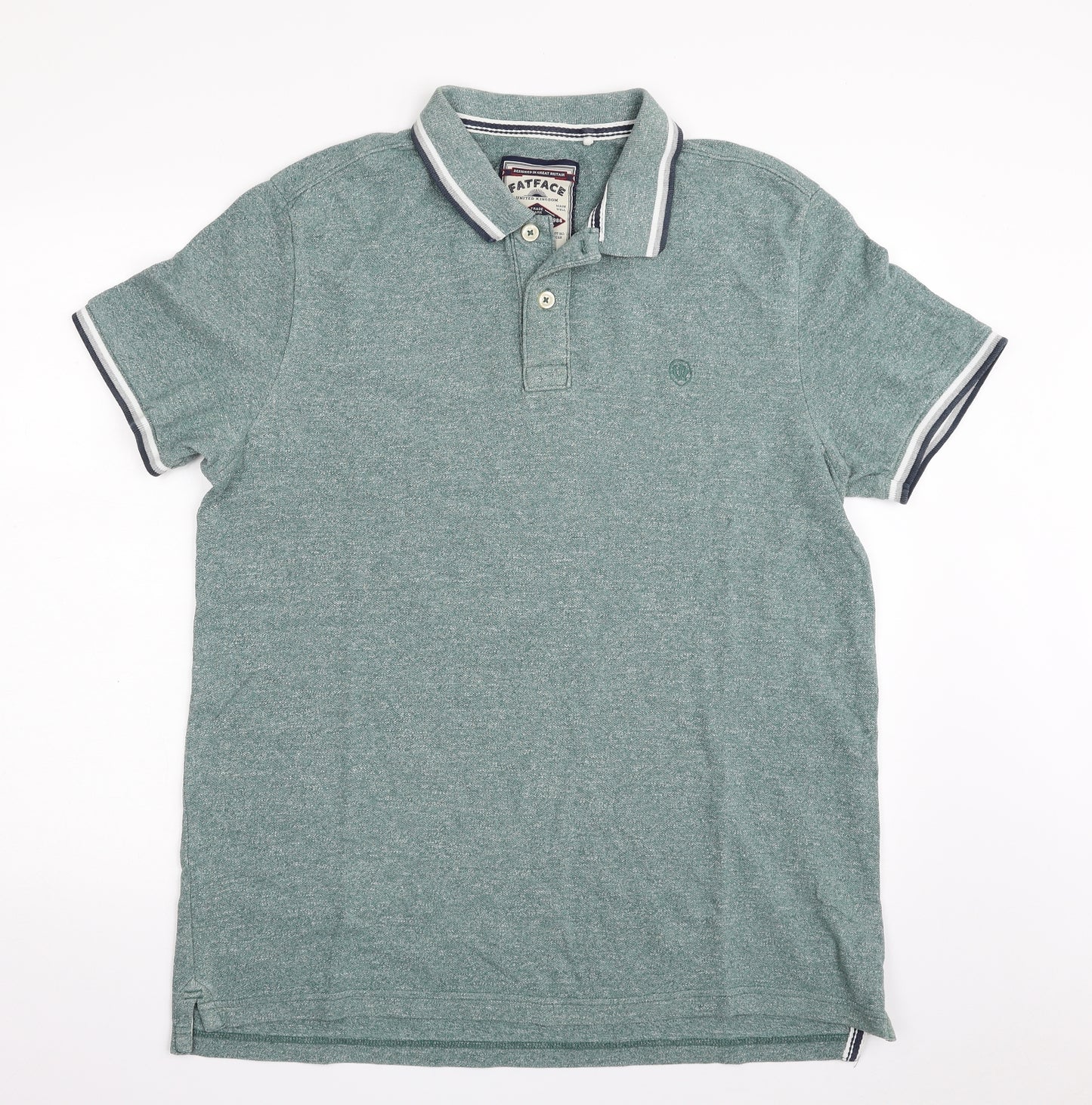 Fat Face Mens Green  100% Cotton  Polo Size XL Collared Button