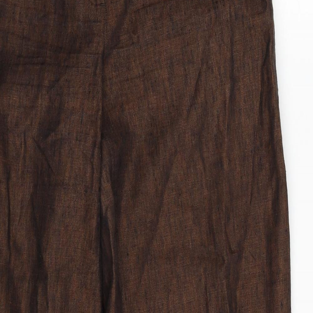 NEXT Womens Brown  Linen Trousers  Size 10 L31 in Regular Zip
