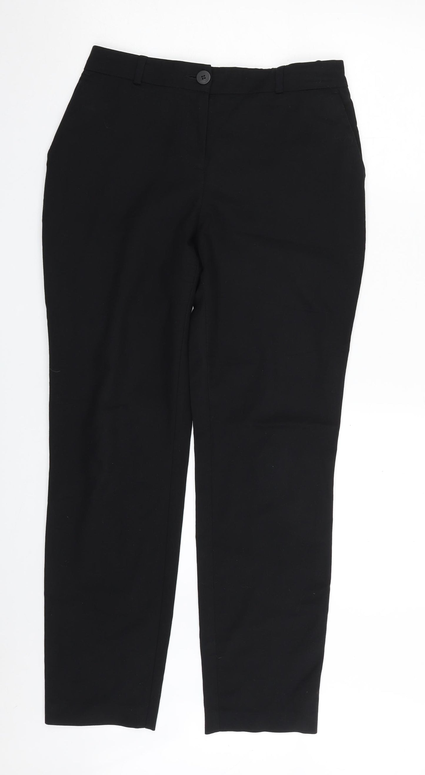 Dunnes Stores Womens Black  Polyester Chino Trousers Size 10 L28 in Regular Zip