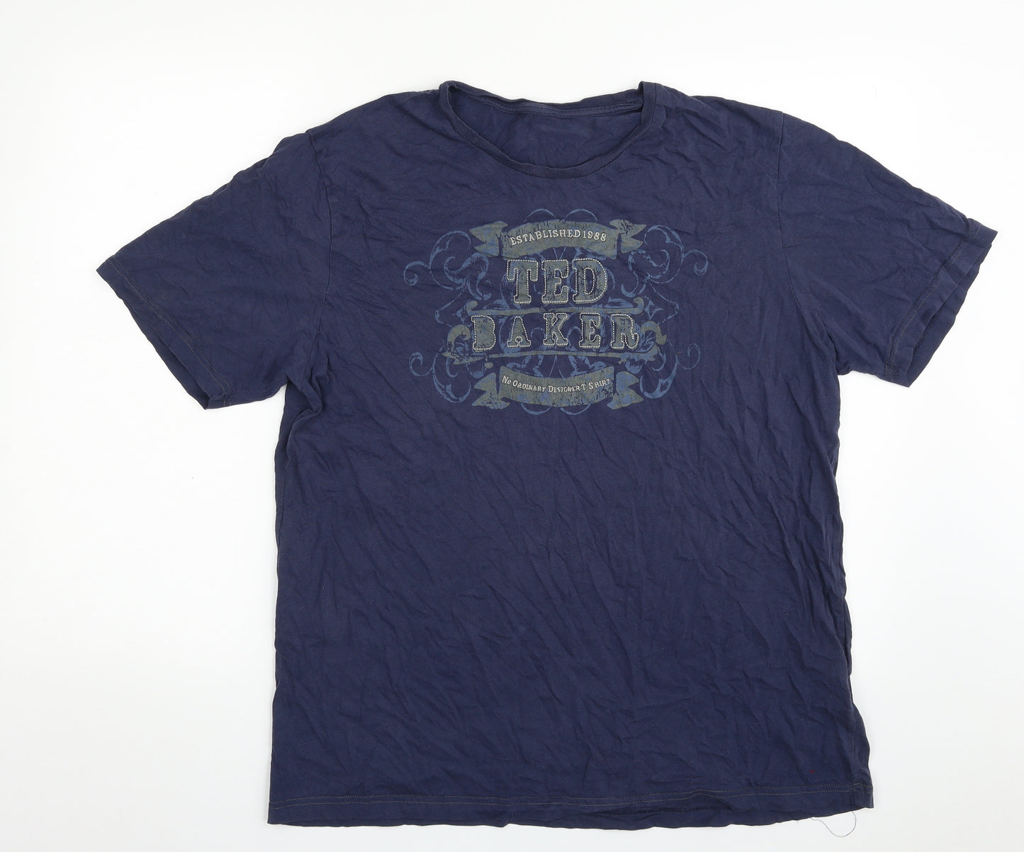 Ted Baker Mens Blue  Cotton  T-Shirt Size L Crew Neck