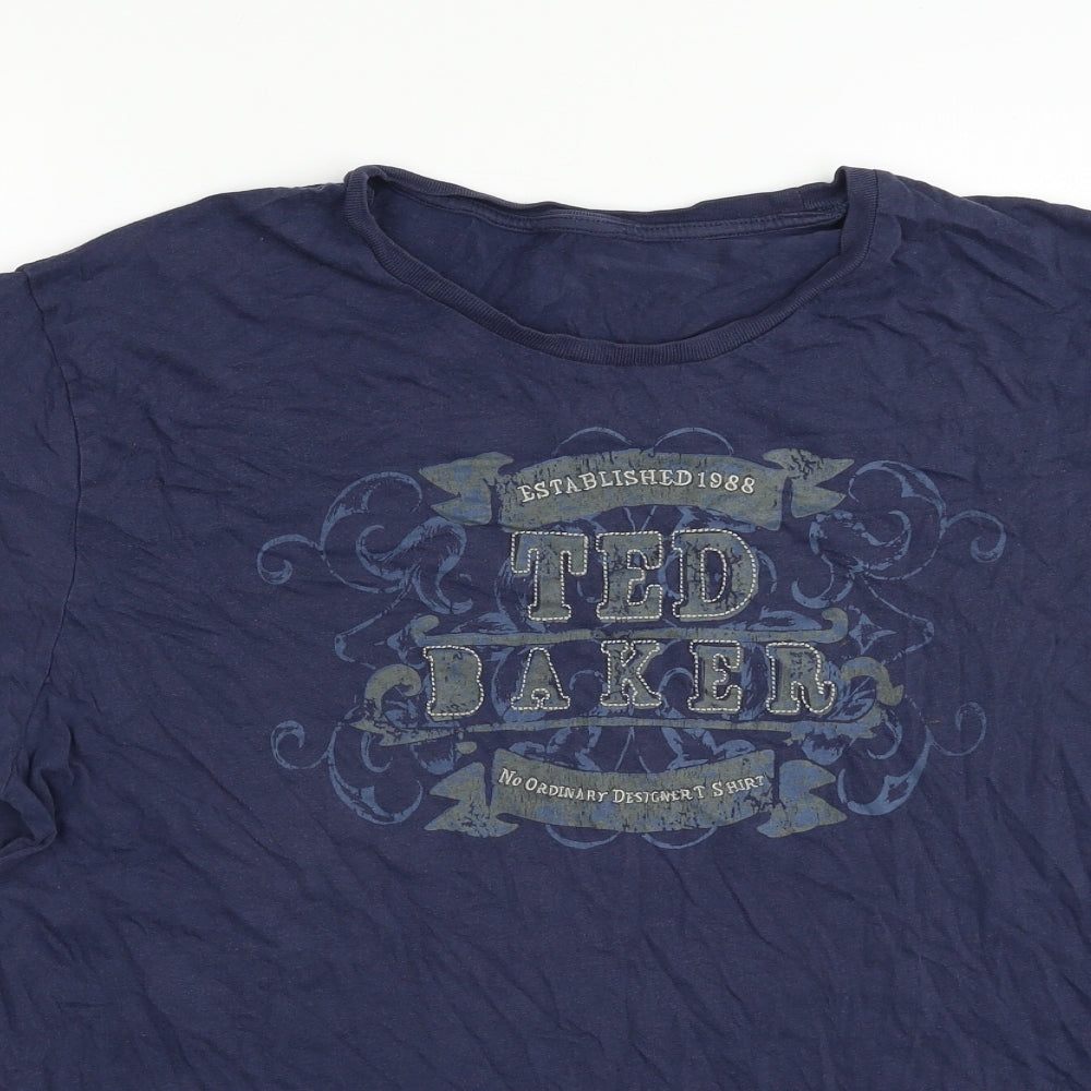 Ted Baker Mens Blue  Cotton  T-Shirt Size L Crew Neck