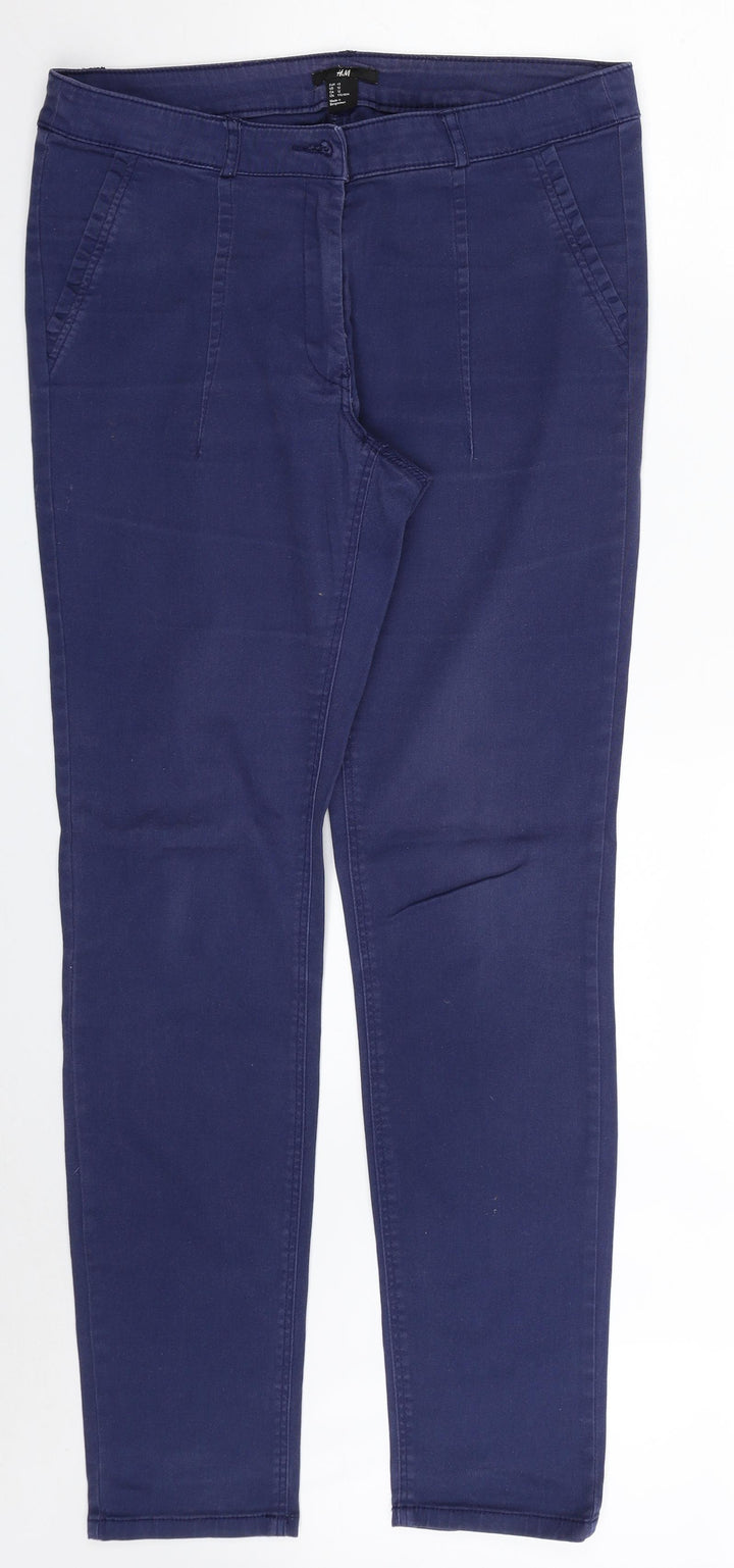 H&M Womens Blue Cotton Jegging Jeans Size 14 L30 in Slim Zip