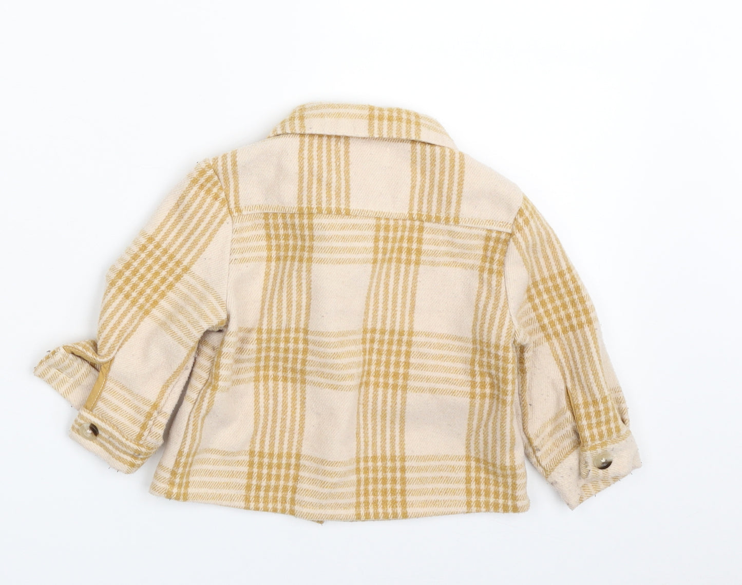 Primark Girls Beige Plaid  Jacket  Size 9-12 Months   Button