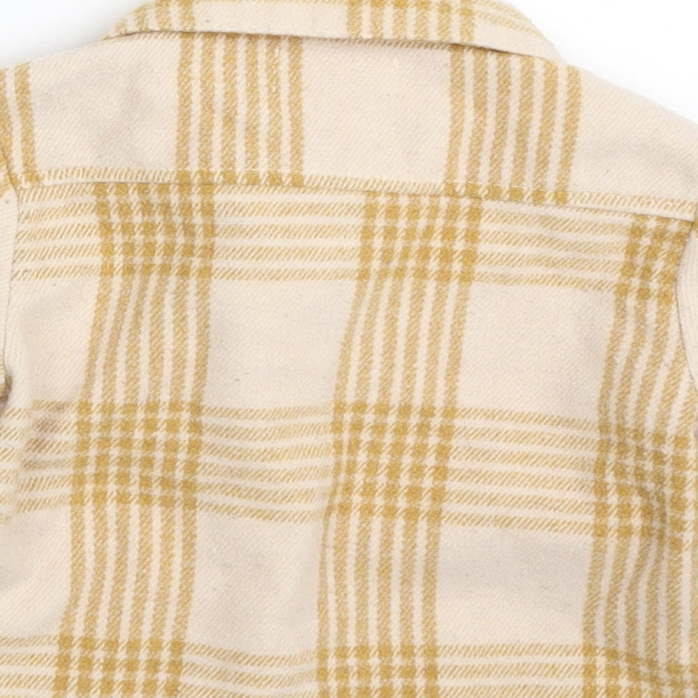 Primark Girls Beige Plaid  Jacket  Size 9-12 Months   Button
