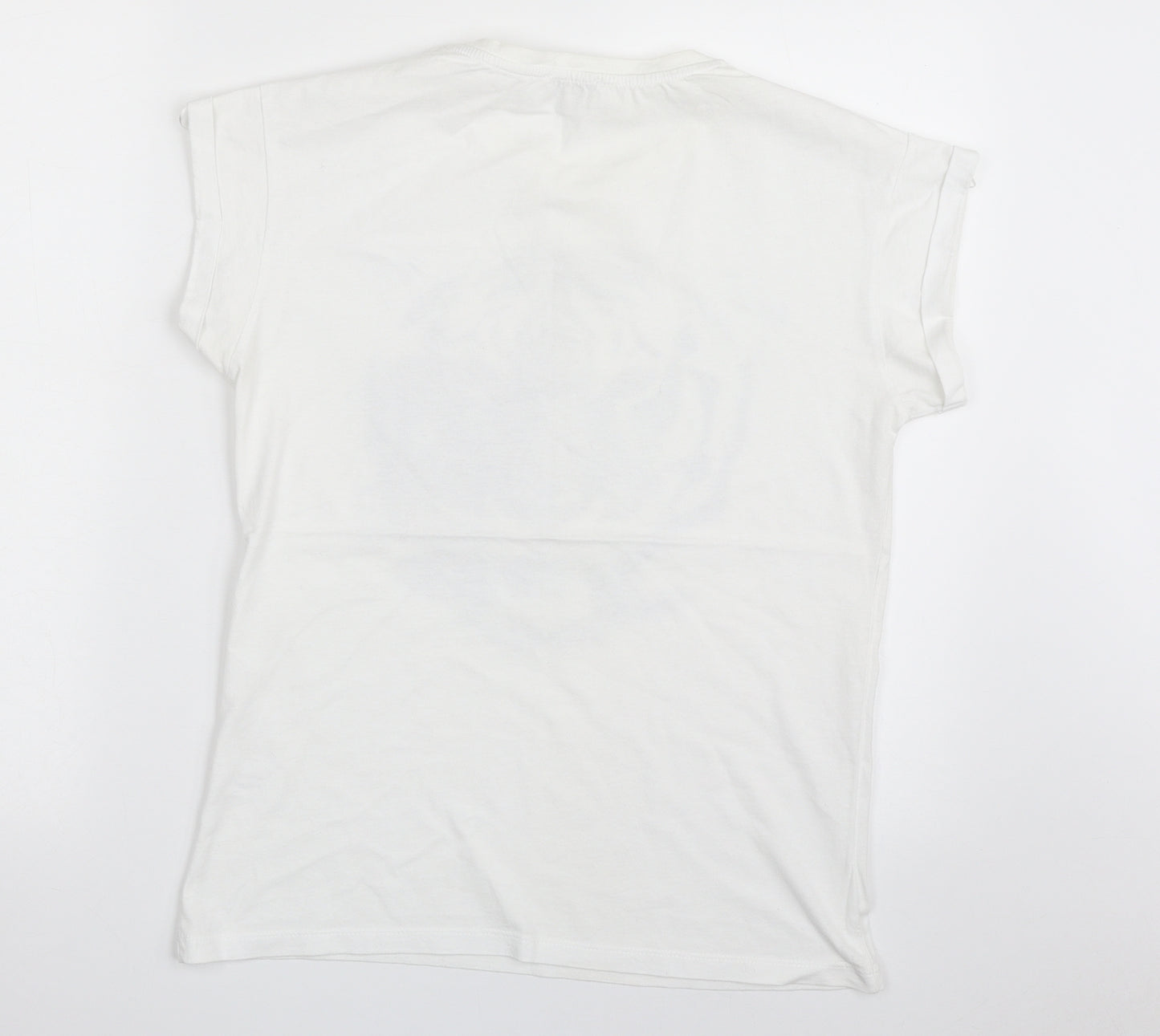 Papaya Womens White  100% Cotton Basic T-Shirt Size 10 Crew Neck - Tigress