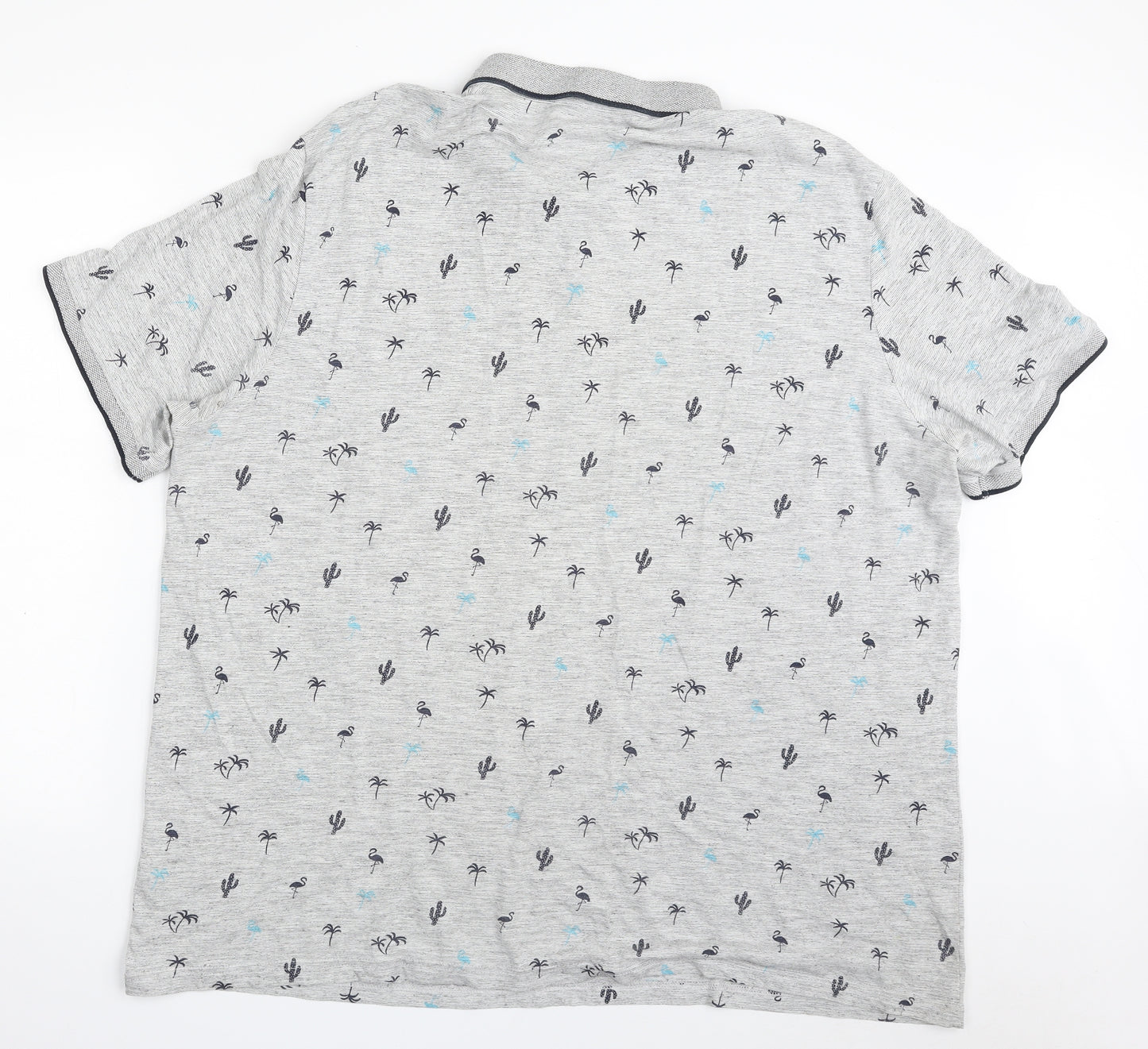 George Mens Grey  Cotton  Polo Size 3XL Collared Button - Flamingo