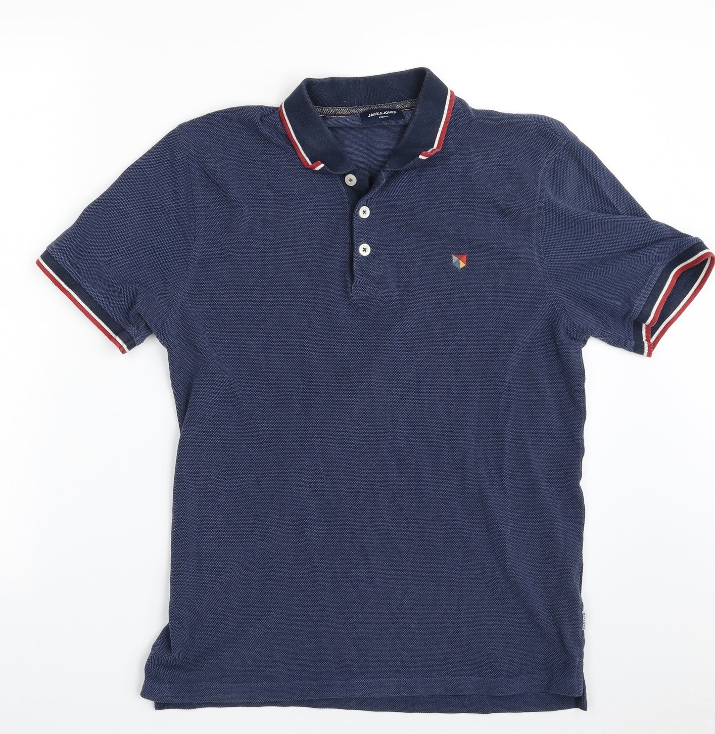 JACK & JONES Mens Blue  Cotton  Polo Size M Collared Button