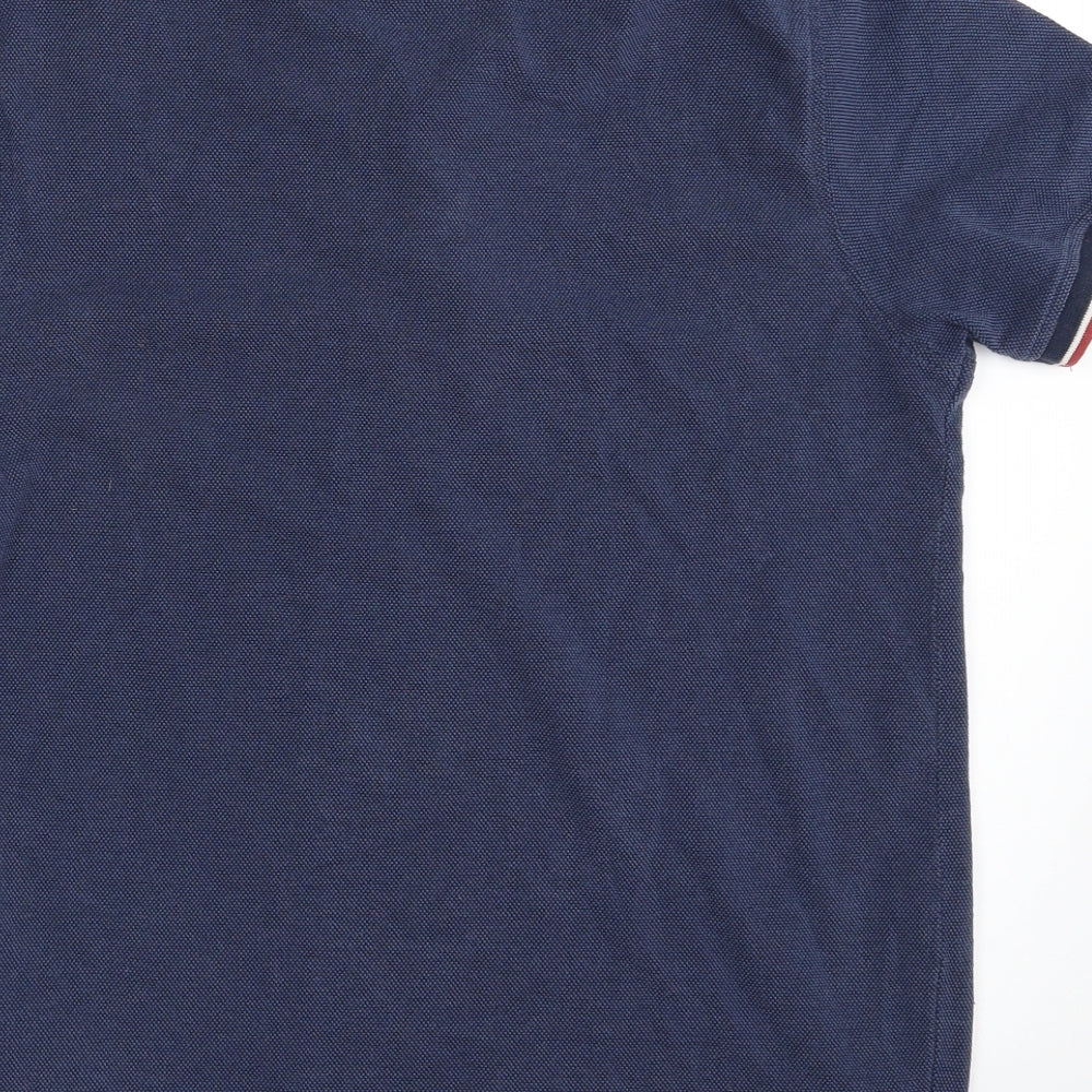 JACK & JONES Mens Blue  Cotton  Polo Size M Collared Button