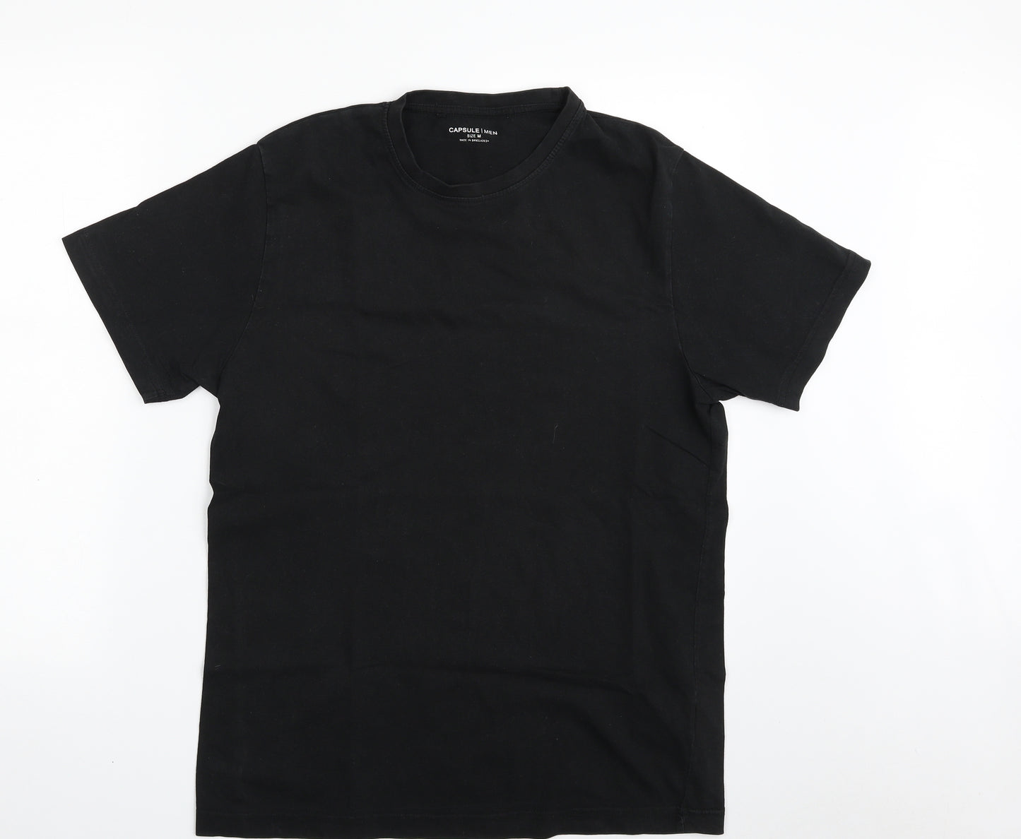 Capsule  Mens Black  Cotton  T-Shirt Size M Crew Neck