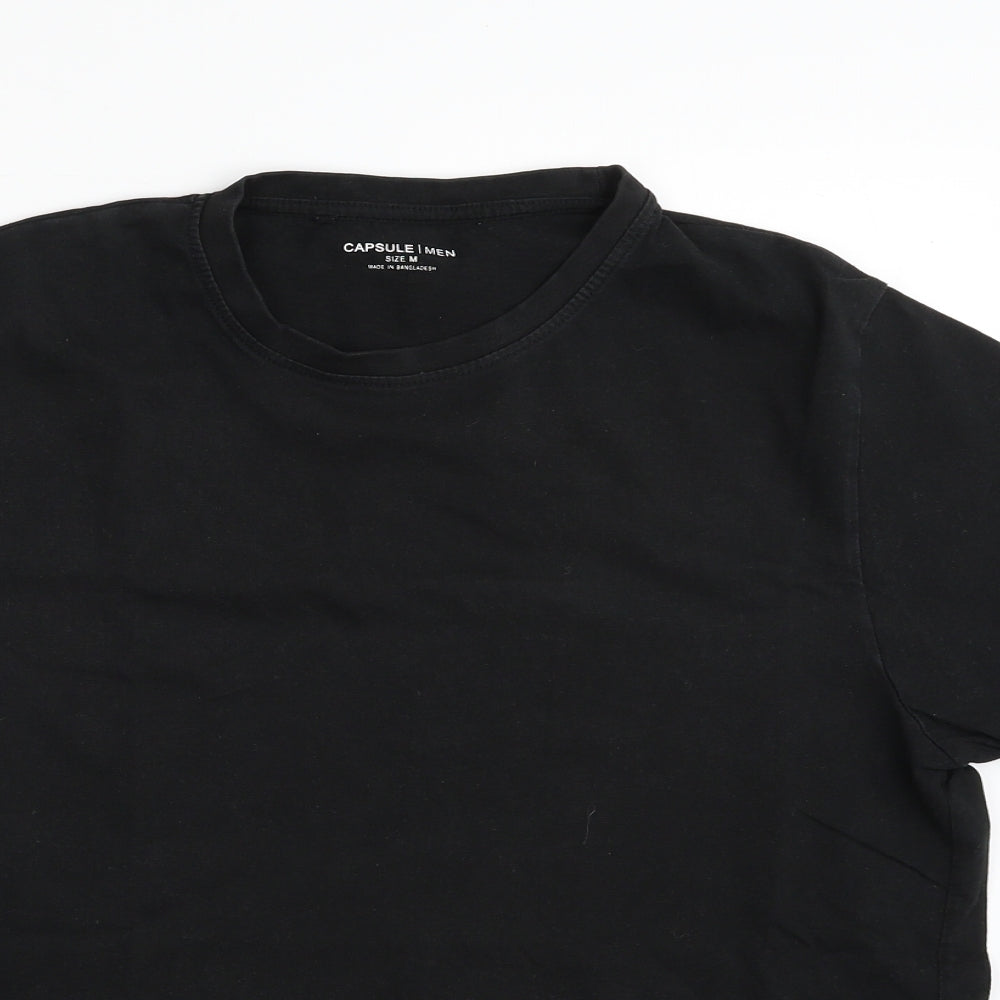 Capsule  Mens Black  Cotton  T-Shirt Size M Crew Neck