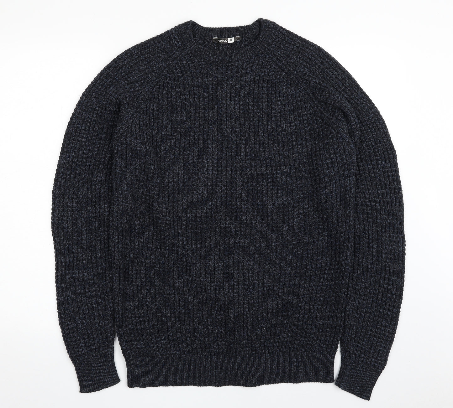 Pep&Co Mens Blue Crew Neck  Cotton Pullover Jumper Size M