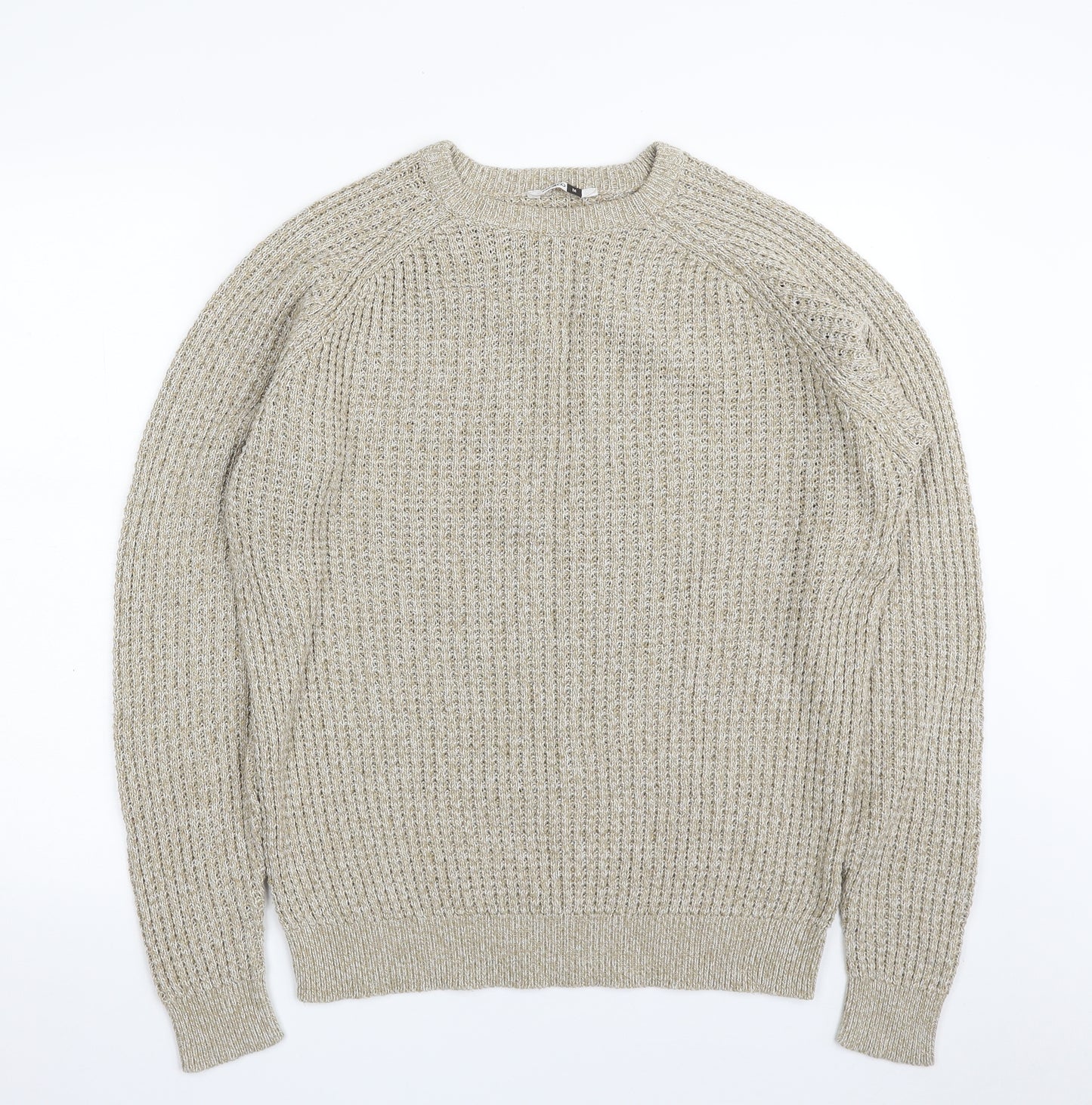 Pep&Co Mens Beige Crew Neck  Cotton Pullover Jumper Size M