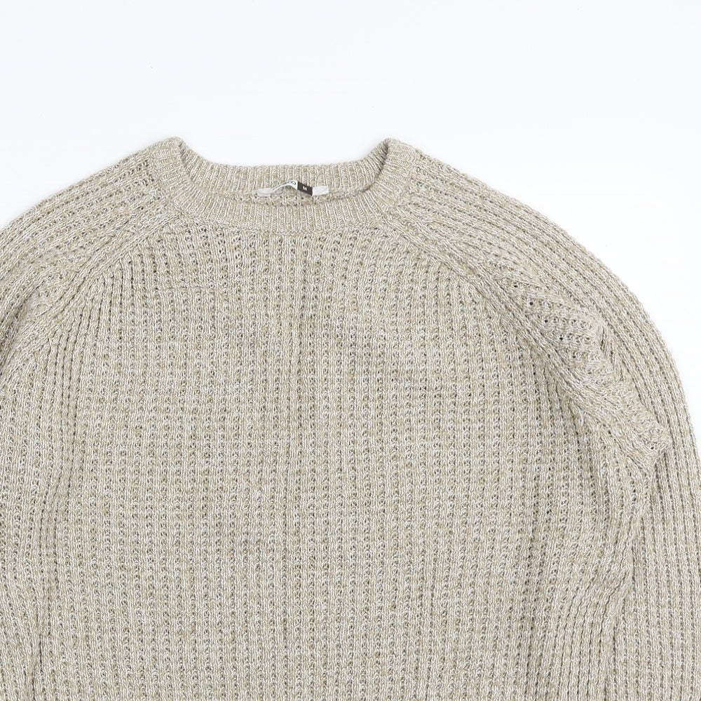 Pep&Co Mens Beige Crew Neck  Cotton Pullover Jumper Size M