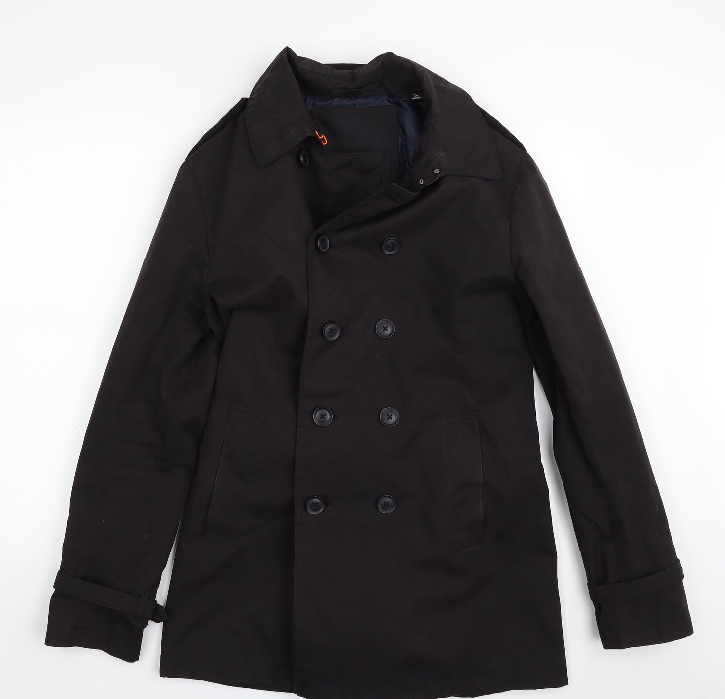 Superdry Mens Black   Overcoat Coat Size M  Button