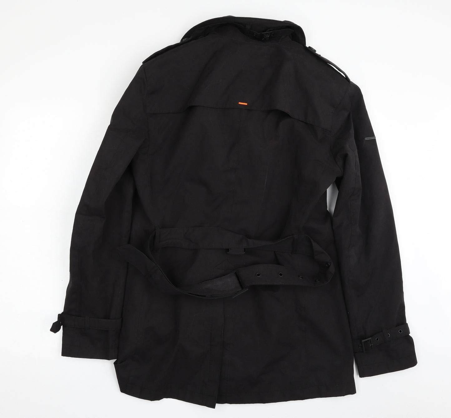 Superdry Mens Black   Overcoat Coat Size M  Button