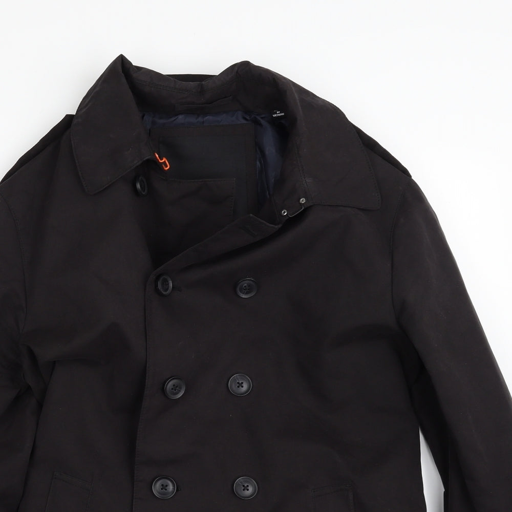 Superdry Mens Black   Overcoat Coat Size M  Button