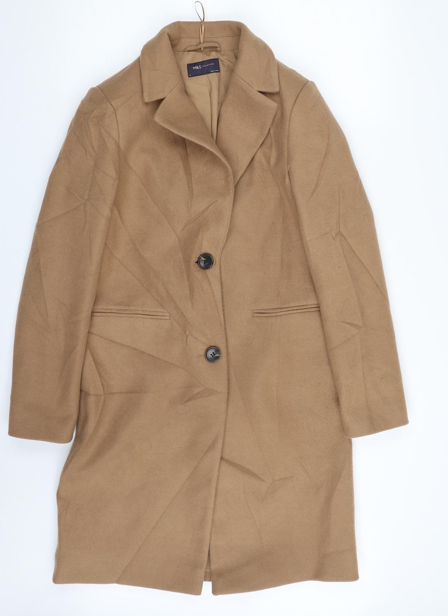 Marks and Spencer Womens Brown   Overcoat Coat Size 8  Button