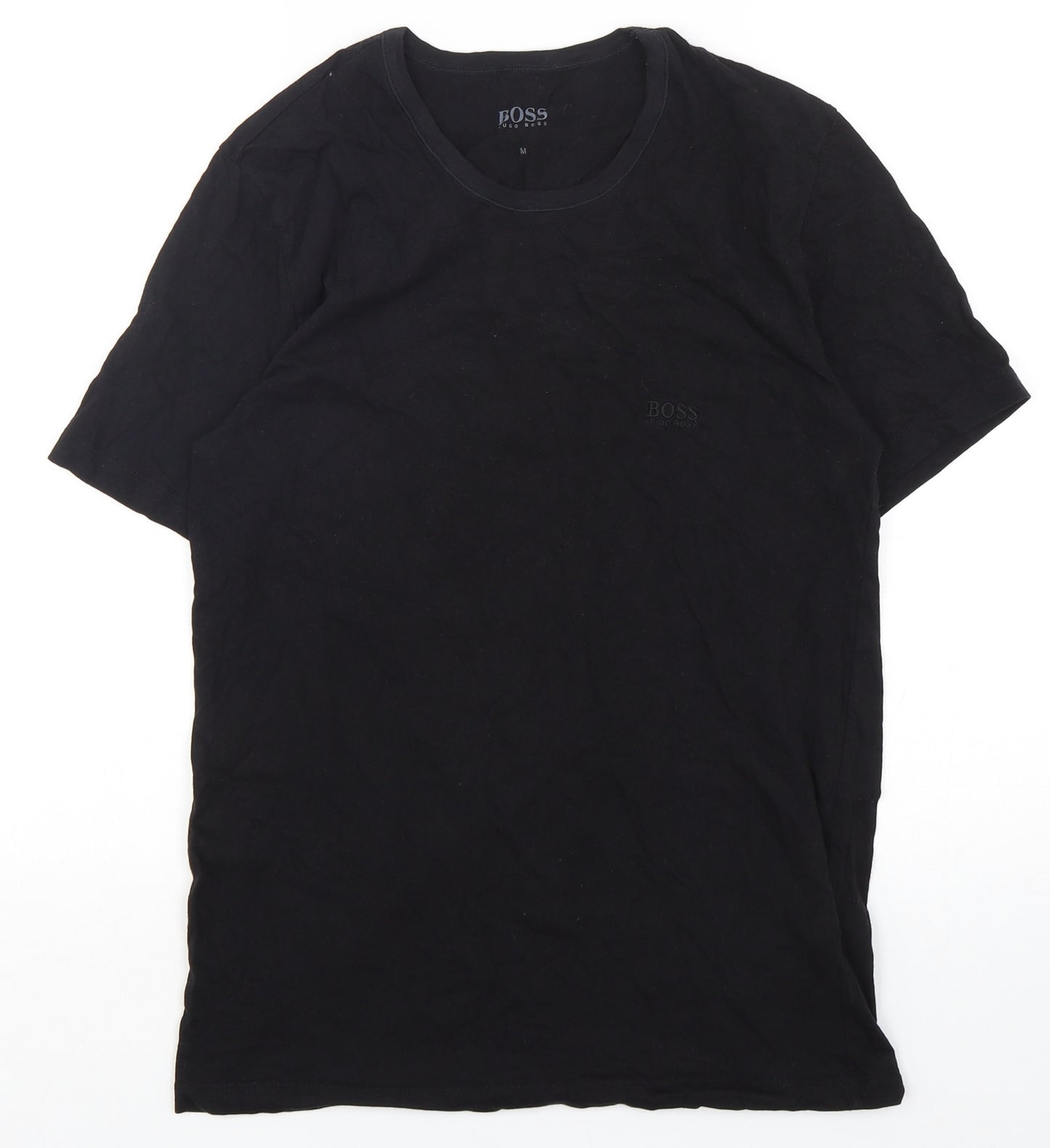 HUGO BOSS Mens Black  Cotton  T-Shirt Size M Round Neck
