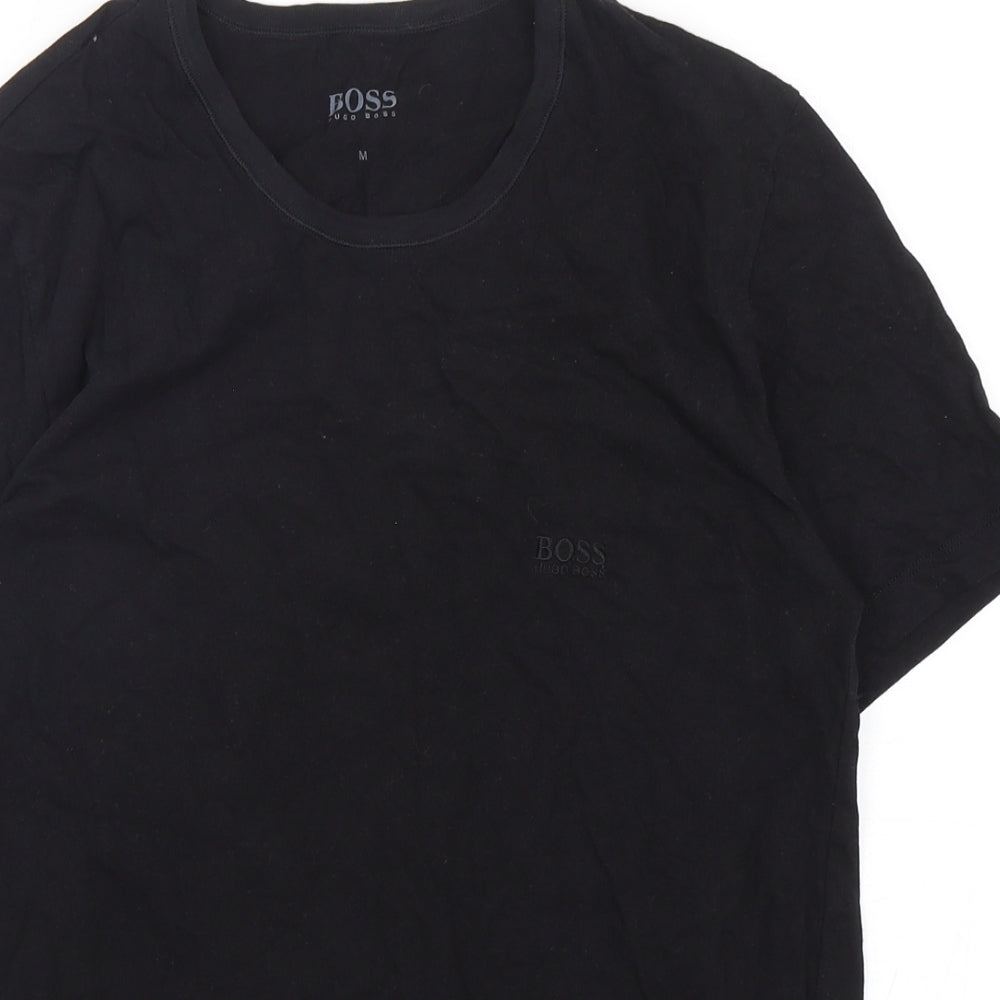 HUGO BOSS Mens Black  Cotton  T-Shirt Size M Round Neck