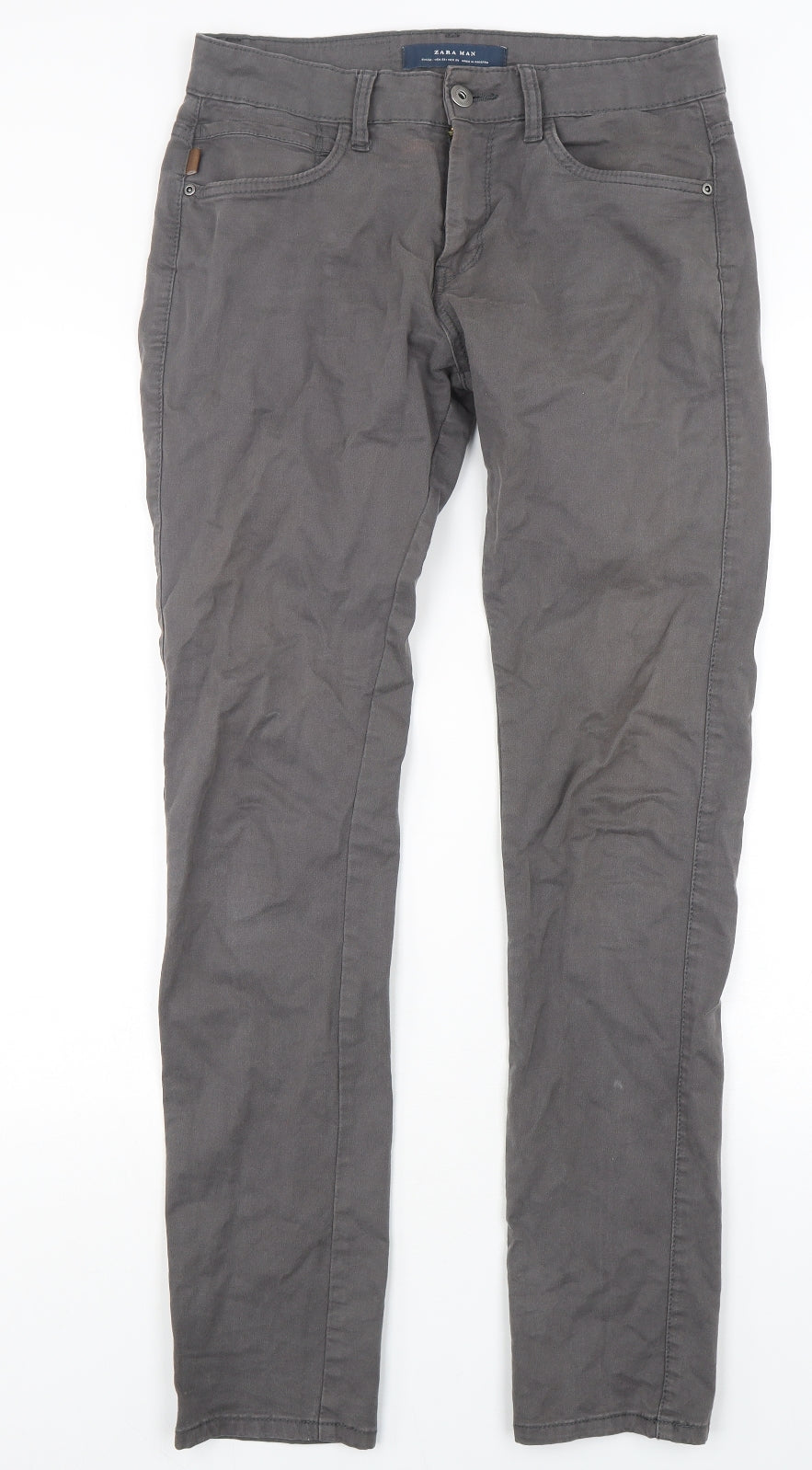Zara Mens Grey  Cotton Straight Jeans Size 32 L32 in Regular