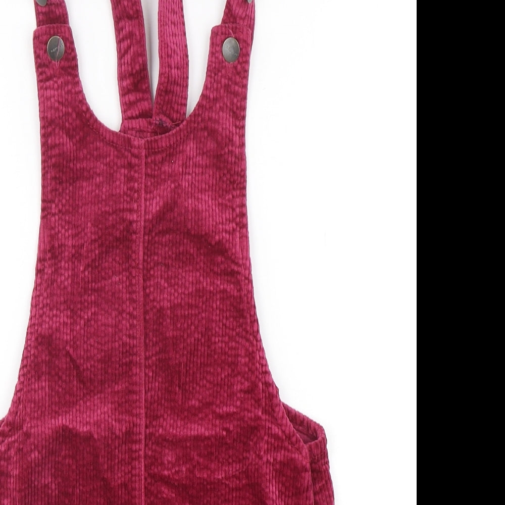 nameit Girls Purple  Cotton Pinafore/Dungaree Dress  Size 10 Years  Round Neck